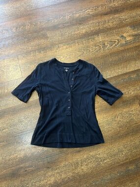 Banana Republic Navy Short-Sleeve Henley Top